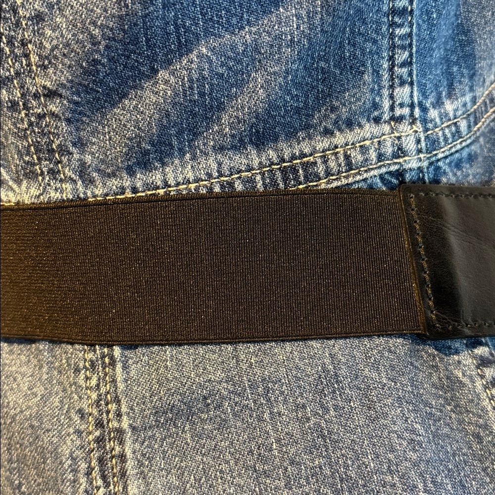 Brave 1992 black leather and elastic belt with brushed silver buckle size 36 - Picture 8 of 15